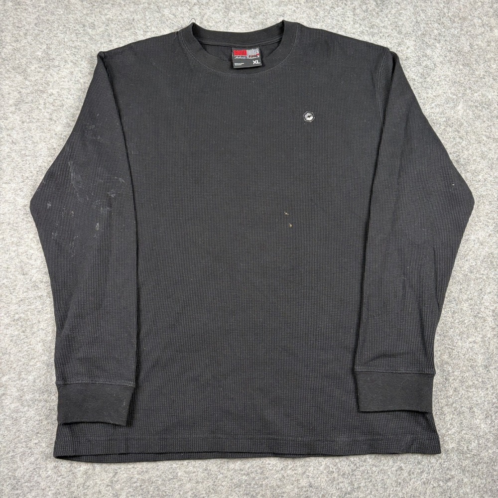 Southpole Shirt Mens XL‎ Black Thermal Waffle Knit Long Sleeve Streetwear Y2K